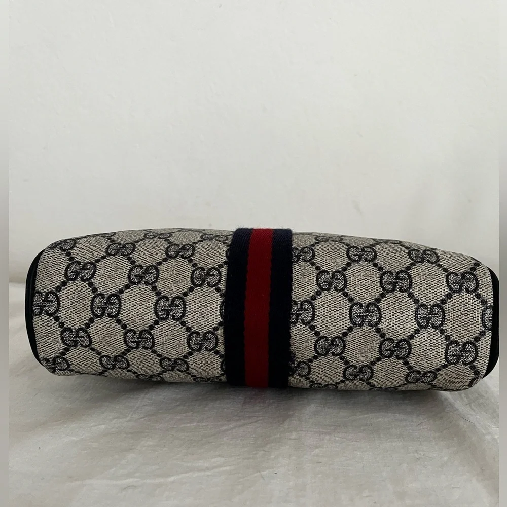 Gucci Blue GG Supreme Sherry Line Clutch Cosmetic Pouch Late1970s-84 Collectible